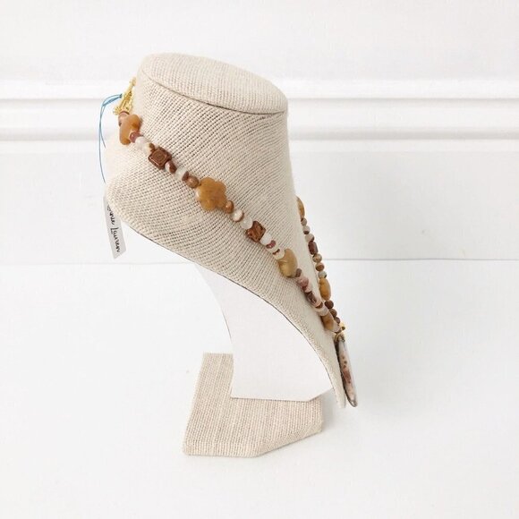 NWT Genuine Zebra Jasper, Citrine, Agate, Lampwork Glass Necklace Beaded Orange - Picture 4 of 6